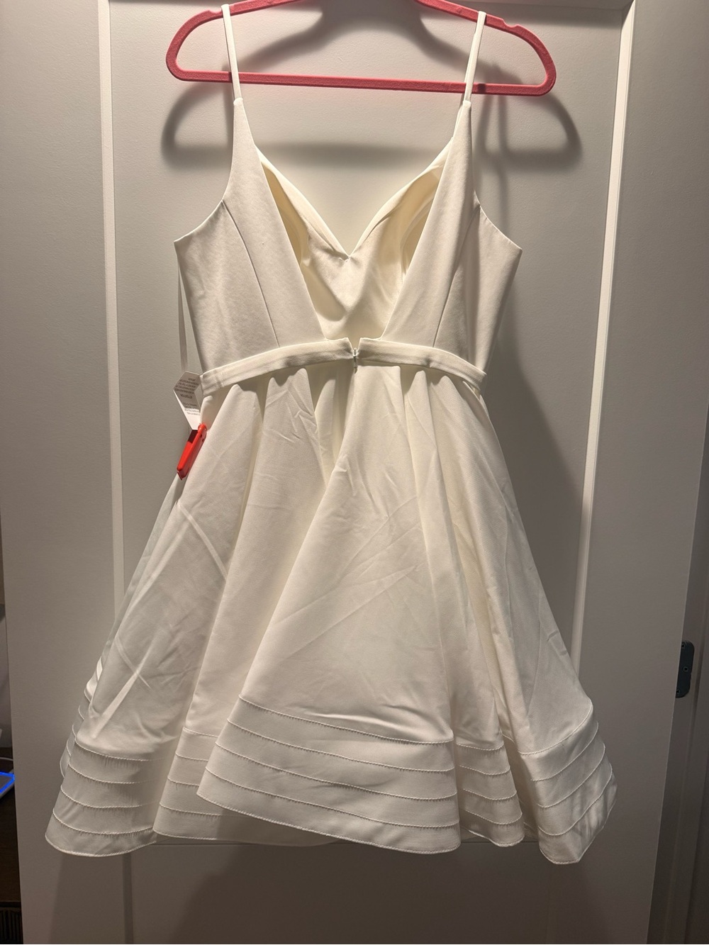 White Spaghetti-Strap Fit & Flare Mini Dress - Picture 5 of 5